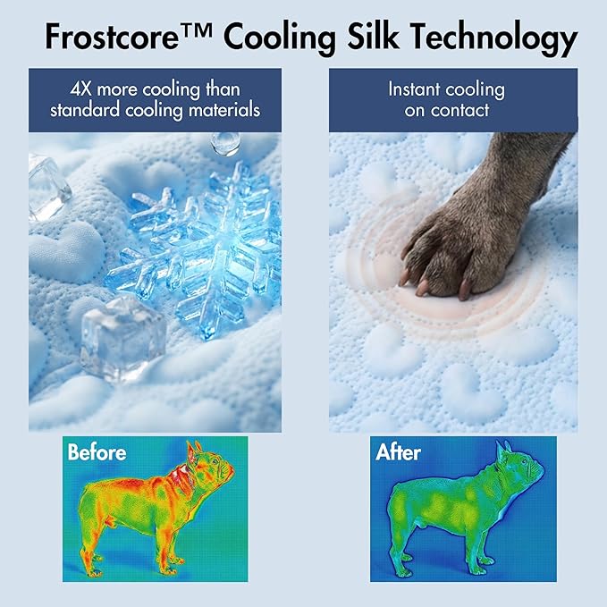 Spark Paws Cooling Couch Cover Dog Bed, Furniture Protector Mat, Non-Toxic Washable Pet Cooling Pad for Large & Small Dog - Hearts Blue - Size L