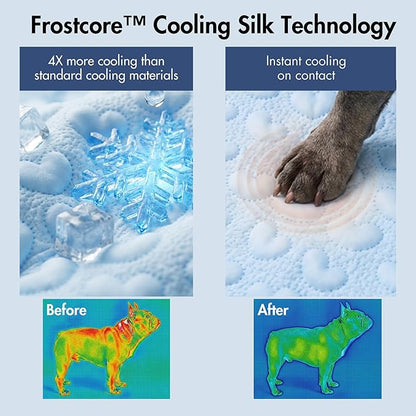 Spark Paws Cooling Couch Cover Dog Bed, Furniture Protector Mat, Non-Toxic Washable Pet Cooling Pad for Large & Small Dog - Hearts Blue - Size M