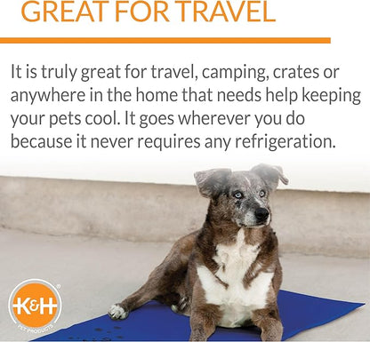 K&H Pet Products Coolin' Pet Pad Dog Mat, Portable Dog Cooling Mat for Travel or in Home, Perfect for Carriers, Crates, Outdoor Houses, Yards, Porches, Pet Beds & More - X-Large 38 X 27in Chill Blue