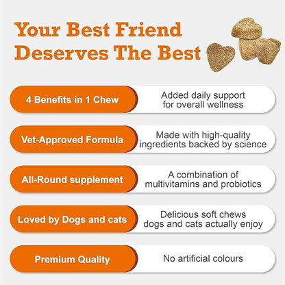Dog Multivitamin Chewable,25-in-1 Dog Vitamins & Supplements,Pet Joint Support Health- Skin, Coat Heart, Hips, Joints,Digestion & Immune System,for All Ages All Breeds(30 Chews Duck Flavor)
