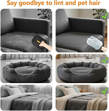 Thickened Pet Hair Removal Glove - Electrostatic Cat Dog Hair Remover Glove, Reusable Magic Brush Pet Hair Remover Tool for Couch, Carpet, and Car Seat (Black,1 Pack)