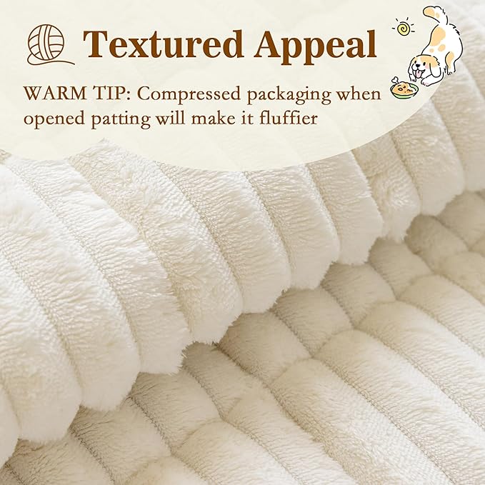 MYSKY HOME Couch Covers for Sofa, L Shaped Couch Cover, Couch Cover for Dogs, Sofa Covers for Pets Washable, Non Slip Sofa Slipcovers, Leather Sofa Cover Loveseat Couch Covers, Cream, 27.6" x 59"