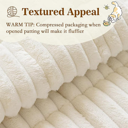 MYSKY HOME Couch Covers for 3-4 Cushion Sofa Pet Friendly, Couch Cover for Dogs, Sofa Covers for Pets Washable, Soft Non-Slip Sofa Slipcovers Furniture Protector Covers, Cream, 27.6" x 82.7"