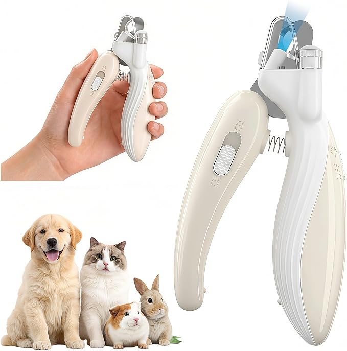 Cat & Dog Nail Clippers with LED Light, Illuminates Nail Bloodline to Prevent Overcutting, Pet Nail Trimmer with Safety Guard & Built-in Nail Catcher for Dog Cat Rabbit Small Animals(CoffeeBrown)