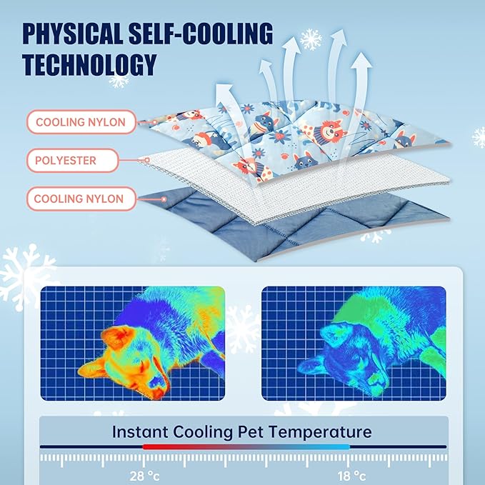 Tuiskusa Premium Cooling Blanket for Dogs Pet Cooling Pads Washable Pet Cool Mat for Cats Hot Weather Puppy Lightweight Throw Calming Pad(22x28 inches)
