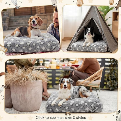 Youyole Large Washable Dog Bed Cover Replacement Waterproof Rectangle Bed Cover for Dog Gray Pet Beds Protector Sheet with Lovely Star Print for Donut Beds & Pet Couch, 36 x 27 x 6 inch