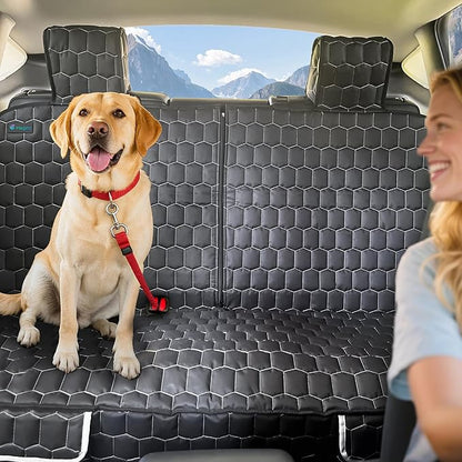 Meginc Dog Seat Covers for Tesla Model Y, Heavy Duty Bench Seat Cover with Headrest for Model Y, Non Slip Waterproof Back Seat Cover for Cars Armrest Compatible Car Seat Protector for Kids and Dogs