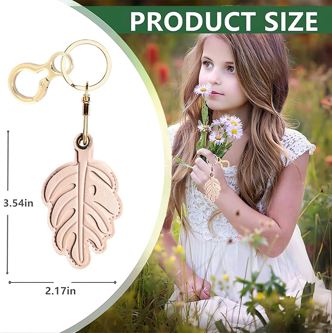 Leather Keychain Holder Case Compatible with AirTag,Cute Protective Cover with Keyring,Anti-Scratch Finder GPS Tracker Case for Wallet Keys,Bag,Pets,Backpack(Pink Leaves)