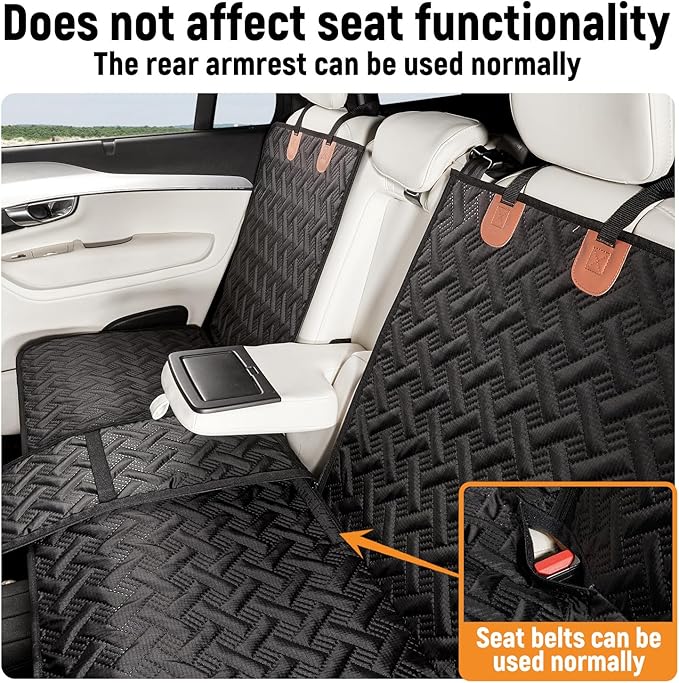 YJGF Dog Car Seat Cover for Back Seat,Back Seat Pet Cover for Dogs,Waterproof Scratchproof Rear Bench Seat Cover Protector (Black, L)