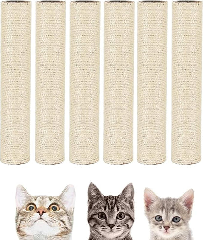 BNOSDM 6 Pack 15”x2.75” M8 Cat Tree Scratching Post Replacement Parts for Indoor Cats Tower Rope Scratch Poles Refill Sisal Pole Part for Refurbishment Accessories Spare
