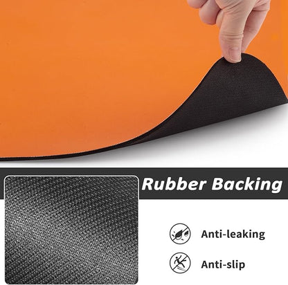 HotLive Dog Food Mat - Absorbent Cat Mat for Food and Water, No Stains Pet Feeding Bowl Mat, Easy to Clean Pet Placemats, Quick Dry Dog Water Dispenser Mat for Messy Drinkers | Orange 16"x 24"
