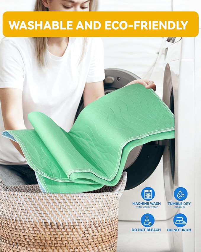 Washable Underpads Waterproof, 4 Pack 18" x24'' Heavy Absorbency Incontinence Bed Pads, Bed Wetting Pads for Babies, Kids and Pets, Soft Reusable Changing Pads for Bed
