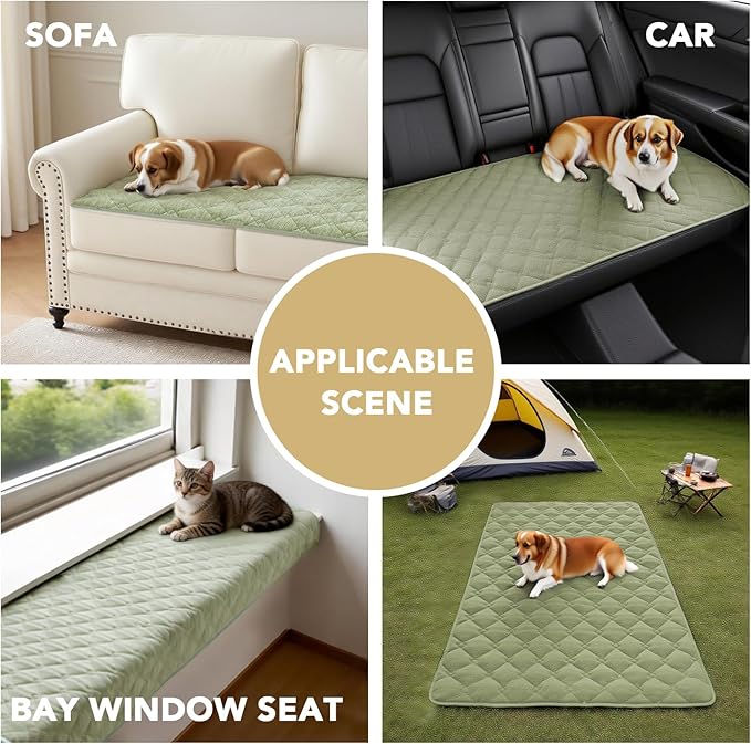 H.VERSAILTEX Chenille Couch Cover for Dogs Washable Soft Fuzzy Extra Large Sofa Slipcovers Sectional Sofa Cover Thick Pet Couch Cover Protector Non-Slip Dog Bed Cover(Tender Green, 28" x 134")