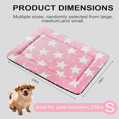 Washable Dog Bed Plush Orthopedic Outdoor Crate Mat with Non-Slip Bottom,Luxe Soft Kennel Pad for Pets, Cozy Cage Cushion & Pet Sleeping Mattress Large Sized,Medium,Small Dogs,24 x 18 inch,Pink