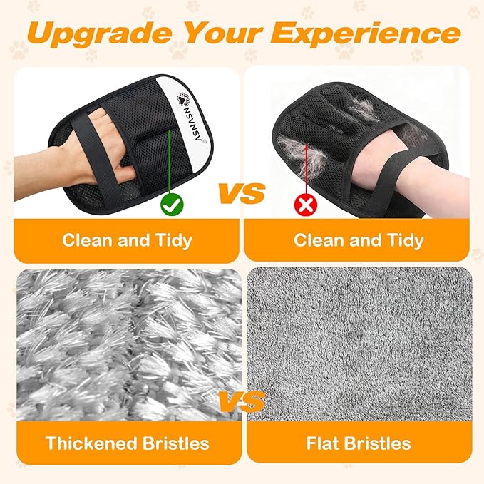 NSVNSV Pet Hair Removal Glove for Dogs Cats, Pet Hair Removal Tool, Reusable Electrostatic Pet Hair Gloves, Versatile Grooming Gloves for Washing, Deshedding, Grooming, White, 2 pcs