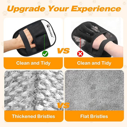 NSVNSV Pet Hair Removal Glove for Dogs Cats, Pet Hair Removal Tool, Reusable Electrostatic Pet Hair Gloves, Versatile Grooming Gloves for Washing, Deshedding, Grooming, White, 2 pcs