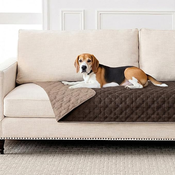 FunFurry Waterproof Dog Blanket, Couch Cover for Dogs Washable, Reversible Dog Bed Cover, Couch Furniture Protector. (Dark＆Light Brown, 30 X 53 Inch - 1 Pack)