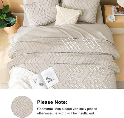 Litanika Oversized Alaskan King Comforter Set with Sheets 128x120, 7 Pieces Super King Plus Bed in a Bag Boho Tufted Bedding Comforter Sets Oatmeal