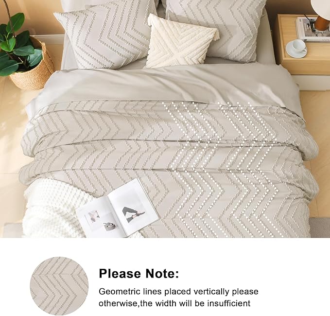 Litanika California King Size Comforter Set with Sheets Beige - 7 Pieces Bed in a Bag Cal King Chevron Tufted Complete Bedding Sets with Comforter, Sheets, Pillowcases & Shams