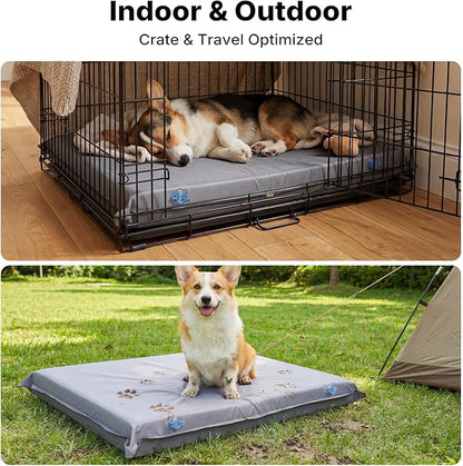 Veehoo Outdoor Waterproof Dog Bed, Water-Resistant Orthopedic Dog Bed for Small Medium Dogs 30 Inch Pet Bed Crate Pad Mattress, Gray
