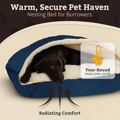 Snoozer Pet Products Luxury Rectangle Cozy Cave Dog Bed with Microsuede, Medium, Sapphire