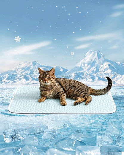 Dog Cooling Mat - Instant Cooling Pet Bed for Dogs & Cats, 6-12°F Drop, Non-Toxic & Machine Washable, Anti-Slip Bottom, Cool Mat for Indoor & Travel Use Light Blue 24" x 18"