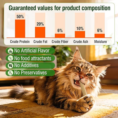 Freezed Dried Cat Teething Sticks, Cat Chew Stick for Dental Care, 1.77 oz Salmon and Chicken Flavour Cats Treats, Feline Freshens Breath Snacks