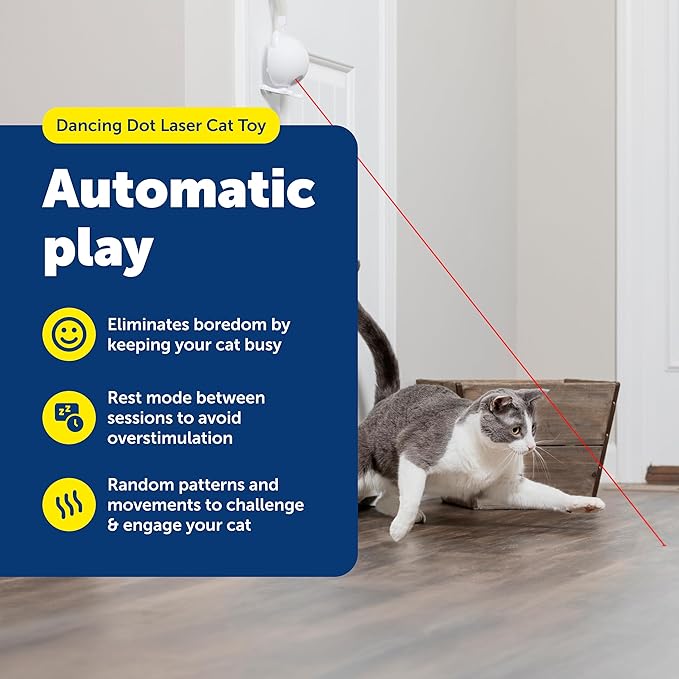 PetSafe Dancing Dot Laser Cat Toy - Encourages Exercise & Mental Stimulation - Random Laser Patterns - Battery Operated - Safe for Cats - Award-Winning - Compact Design