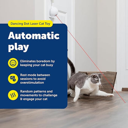 PetSafe Dancing Dot Laser Cat Toy - Encourages Exercise & Mental Stimulation - Random Laser Patterns - Battery Operated - Safe for Cats - Award-Winning - Compact Design