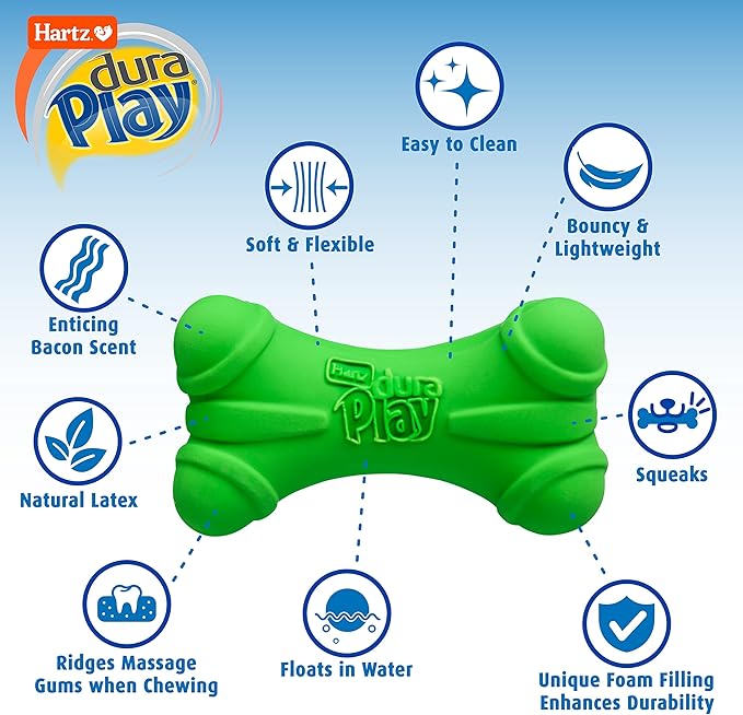 Hartz DuraPlay Bacon Scented Dog Toys, Large (Color May Vary) (Pack of 2)
