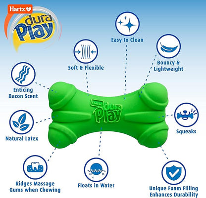 Hartz DuraPlay Bacon Scented Dog Toys, Large (Color May Vary) (Pack of 2)