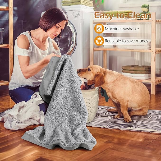 Dog Bed Cover, Washable Replacement Large Dog Bed Sheet with 3-Sided Continuous Zipper, Waterproof Liner, Soft Plush, Pet Mattress Fluffy Protector, 36x27x3 inch - L, Cover Only Grey