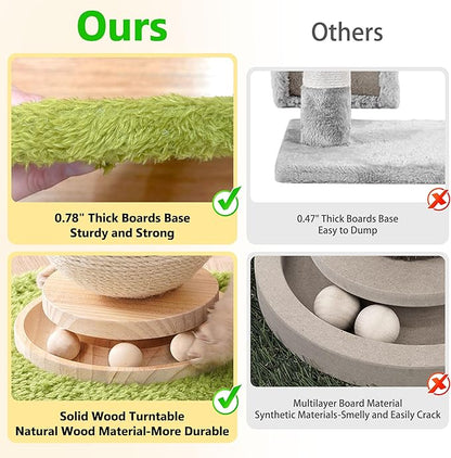 Cute Cat Scratching Post, Carrot Cat Scratcher Post with Durable Natural Wooden Turntable Toy and Catnip, 24'‘ H Carrot Shape Design Sisal Cat Tree Sisal Scratcher for Indoor Cats (Cloud Base)