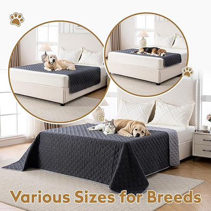 FunFurry Waterproof Dog Blanket, Couch Cover for Dogs Washable, Reversible Dog Bed Cover.(Dark＆Light Grey, 30 X 53 Inch - 1 Pack)