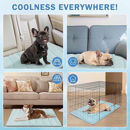 SCENEREAL Dog Cooling Mat for Crate, Thicken Self-Cooling Dog Pad Reversible (Cool & Warm), 59"x40" Pet Cool Bed for M Large XL Dogs,Kennel Sofa Mats Machine Washable, Durable Non-Toxic Gel, Outdoor