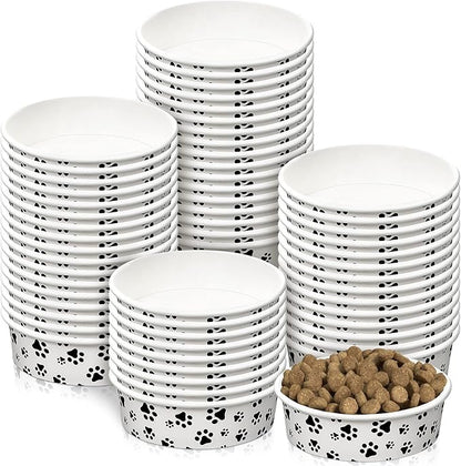 Potchen 30 Pieces Disposable Dog Bowls 16 oz Small Pet Feeding with Printed Pattern Dishes for Small Pet Paper Food Travel Bowls for Feeding Dogs and Cats Puppies Dry Wet Food Water