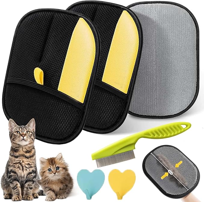 Electrostatic Pet Hair Removal Glove, Static Removal Gloves for Pet Hair, Reusable Double Sided Electrostatic Pet Hair Remover for Couch, Furniture, Carpet, Car Seat (2PCS)