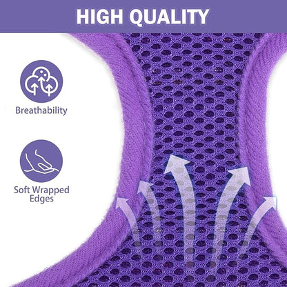 SCENEREAL No Pull Dog Harness with Leash Set for Small Dogs - Breathable Soft Mesh Vest, Plaid Design for Daily Walking Training, Fits Chihuahua Bulldog, Purple Size S