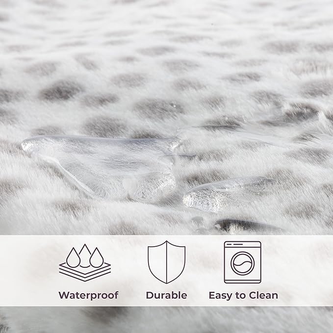 Waterproof Blanket for Bed, Couch, or Car - 60” x 80” Reversible Queen Size Throw Blanket for Reliable Leakproof Furniture Protection - Washable Pet Throws by Lavish Home (Snow Leopard Print)