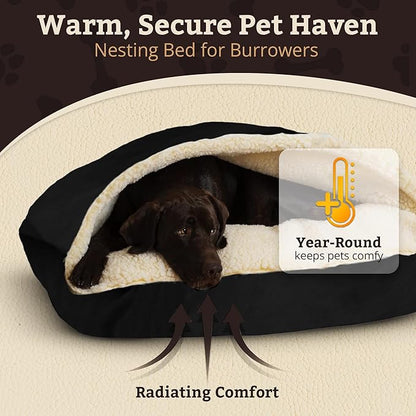 Snoozer Pet Products Luxury Rectangle Cozy Cave Dog Bed with Microsuede, Extra Large, Black