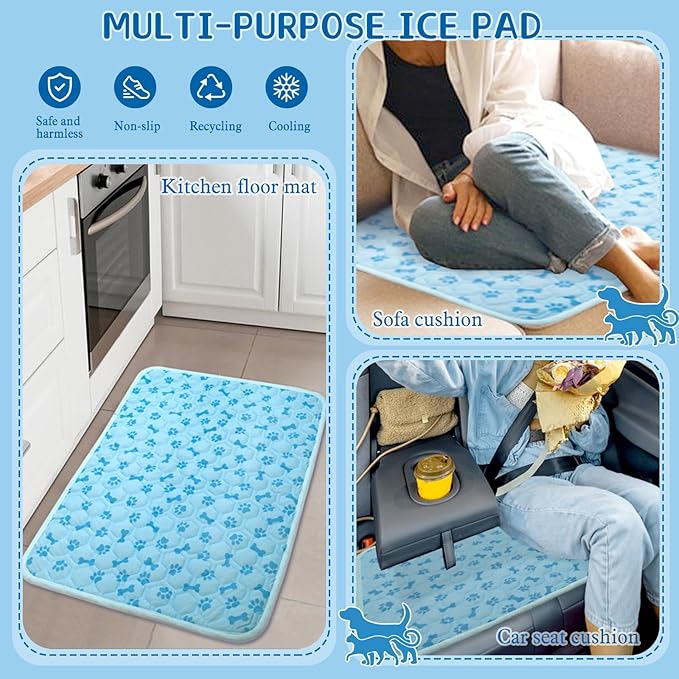 SHEJIZE Dog Cooling Mat Outdoor Cooling Pad for Dogs (Not Water-Filled), Washable Dog Crate Pad with Q-Max>0.4 Instant Chill, Pet Cooling Mat for Large Breeds, Portable for Dog Crate Mat/Car/Yard