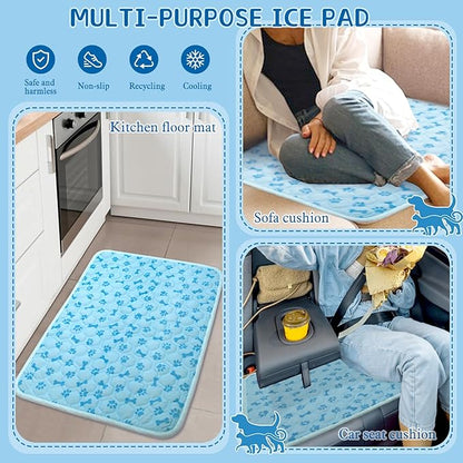 SHEJIZE Dog Cooling Mat Outdoor Cooling Pad for Dogs (Not Water-Filled), Washable Dog Crate Pad with Q-Max>0.4 Instant Chill, Pet Cooling Mat for Large Breeds, Portable for Dog Crate Mat/Car/Yard