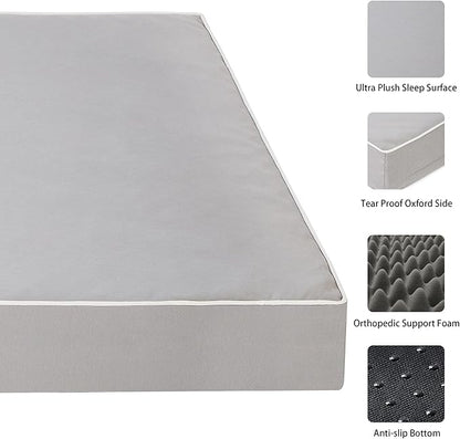 Dog Bed Mats for Large Big Dogs - Orthopedic Dog Pet Bed Thick Egg Foam Crate, Removable Washable Cover, Non-Slip Bottom Durable Dog Crate Bed Mat (Light Grey, XXL(47''x29''x4''))