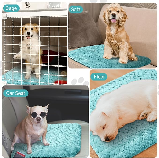 Drydiet 4 Pack Self Warming Cat Bed Mat Self Heating Pad for Dog Extra Warm Winter Pet Pad Washable Thermal Pads Mats for Pets Indoor Outdoor(Green,16 x 20 Inch)