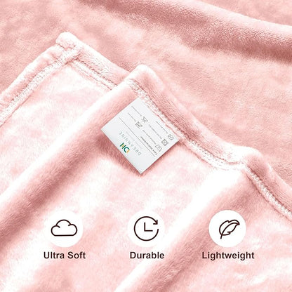 DREAMNINE Extra Large Fleece Blanket Soft Comfy Fluffy Bed Blanket Queen Size 90" x 90",Luxury Decorative Fuzzy Blankets for Women Girl,Big Cozy Shaggy Warm Flannel Blankets for Winter Autumn Pet,Pink