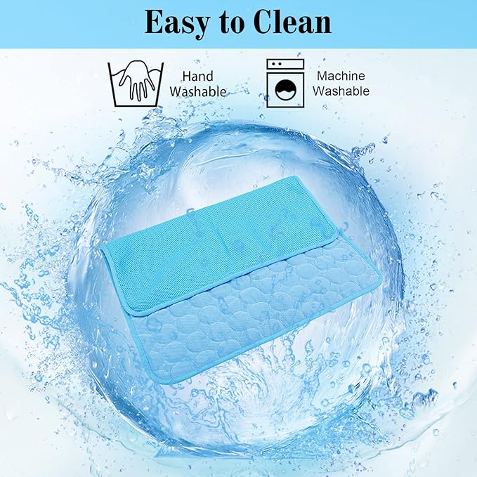 Dog Cooling Mat Washable Ice Silk Cooling Mat for Dogs Waterproof Bottom Summer Sleeping Pad Self Cooling Pad Blanket for Pets (40x28 in, Light Blue)