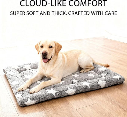 Dog Bed Mat, Reversible Crate Pad & Durable Dog Bed - Machine Washable Kennel Mat with Ultra Soft for Medium Dogs (Cool/Warm), 30" x 20", Grey&Star
