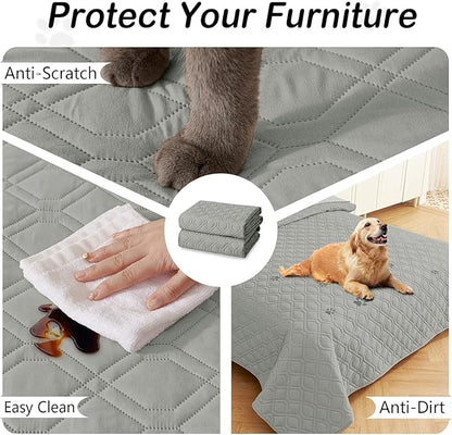 hyha Waterproof Dog Bed Blanket, Soft Pet Blankets, Waterproof Couch Cover for Dogs, Reversible Sofa Covers Washable for Furniture (40x80 Inch, Grey/Beige)