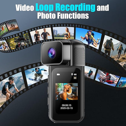 B-Qtech Mini Body Camera with Audio & Video Recording, Wearable Pocket Cam with Magnetic Lanyard, Portable Thumb-Size Action Camcorder for Outdoor Sport Bike Travel Pet Walking