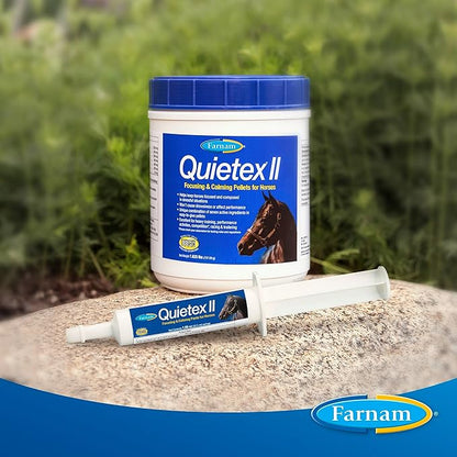 Farnam Quietex II Horse Calming Paste, 32.5 ml Syringe, Manage Nervous Behavior & Keep Horses Calm, Focused & Composed, 7 Stress-Relieving Ingredients, Calm Magnesium Supplement
